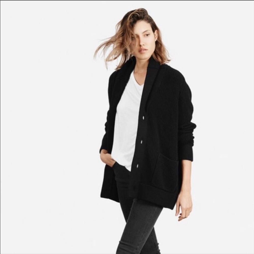 Everlane chunky wool shawl collar cardigan Small